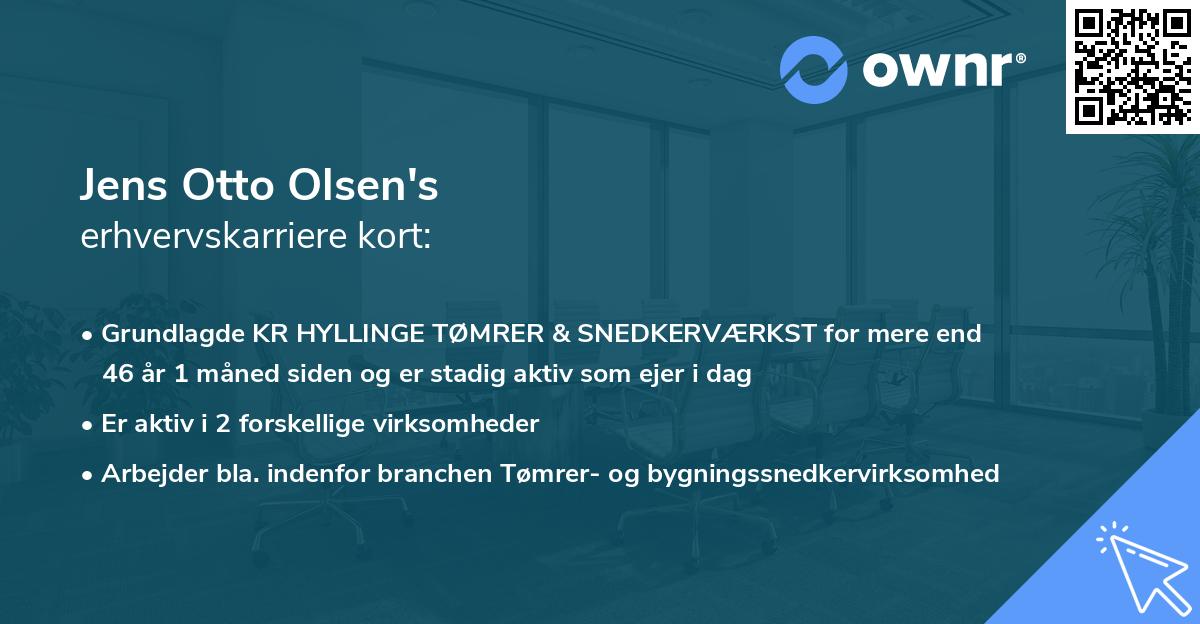 Jens Otto Olsen's erhvervskarriere kort