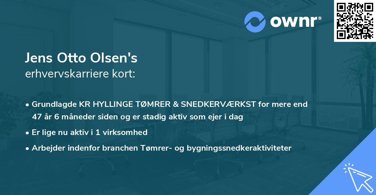 Jens Otto Olsen's erhvervskarriere kort