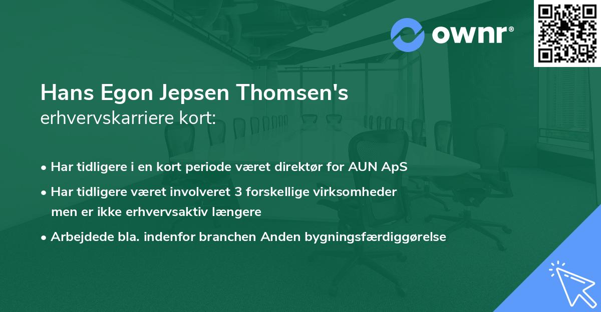 Hans Egon Jepsen Thomsen's erhvervskarriere kort