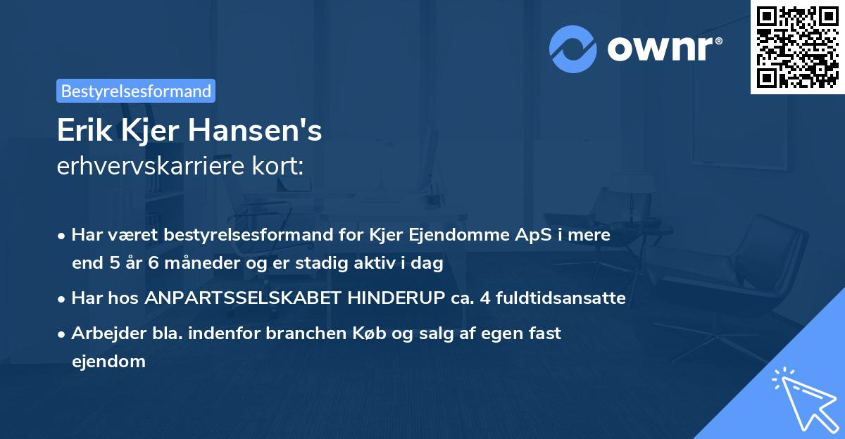 Erik Kjer Hansen's erhvervskarriere kort