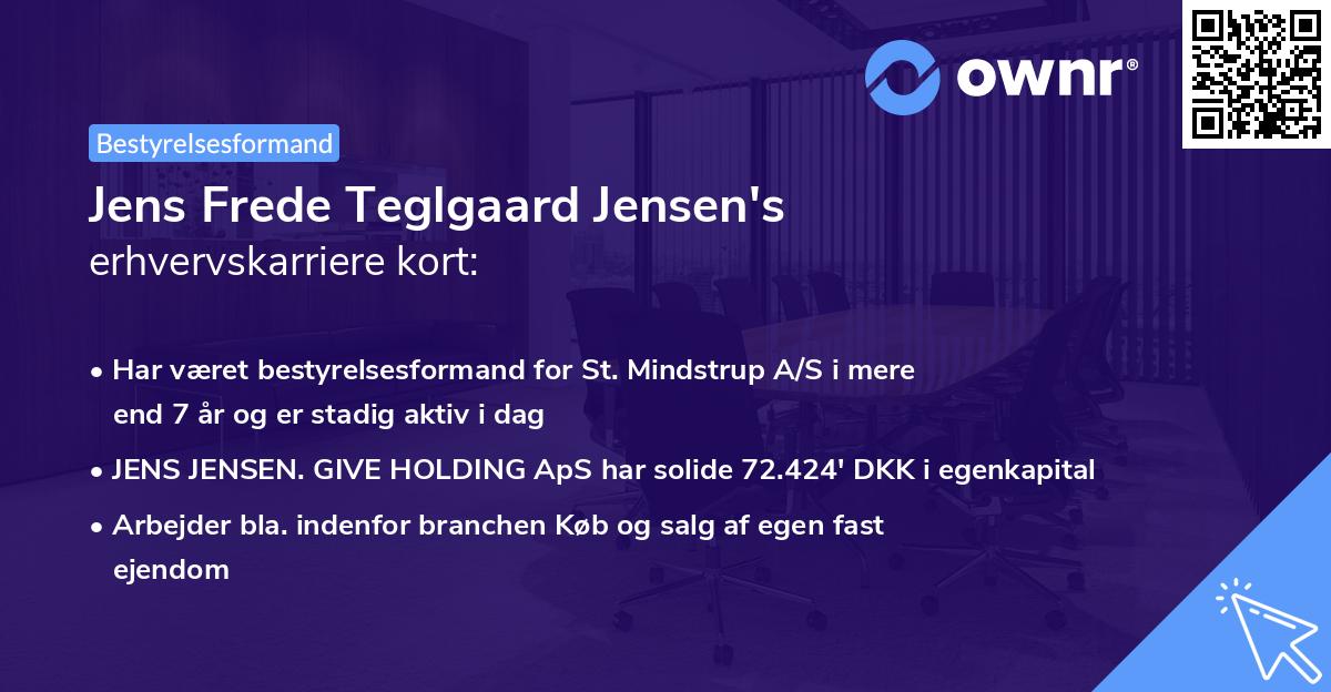 Jens Frede Teglgaard Jensen's erhvervskarriere kort