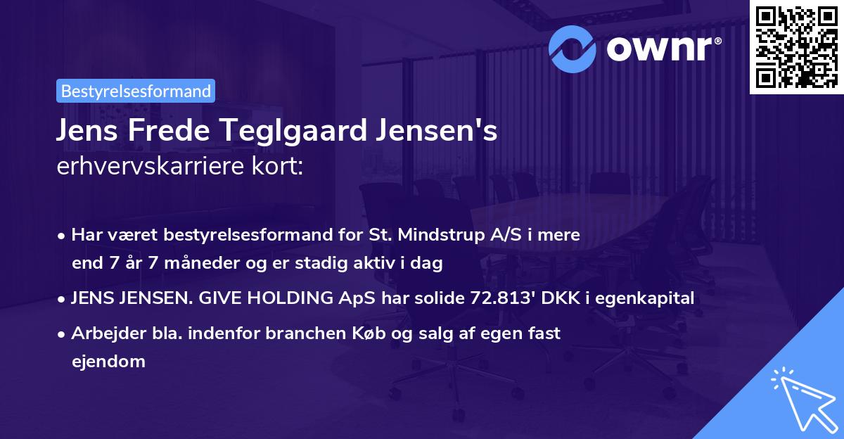 Jens Frede Teglgaard Jensen's erhvervskarriere kort