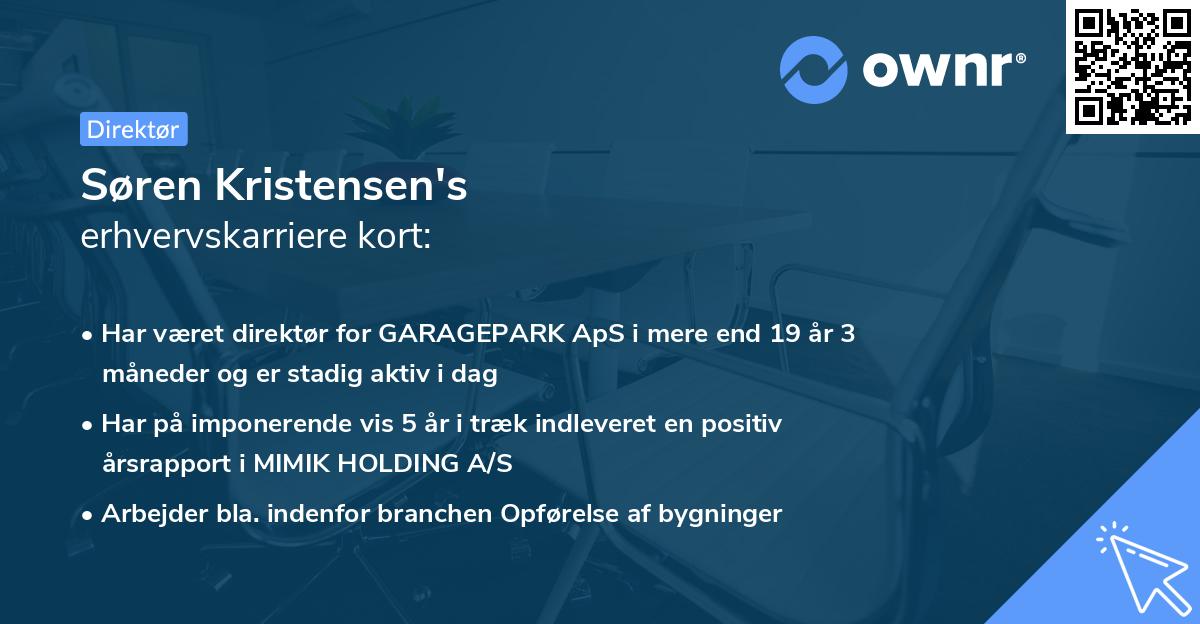 Søren Kristensen's erhvervskarriere kort