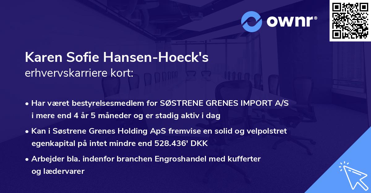Karen Sofie Hansen-Hoeck's erhvervskarriere kort