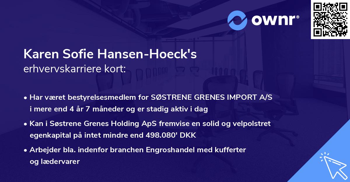 Karen Sofie Hansen-Hoeck's erhvervskarriere kort