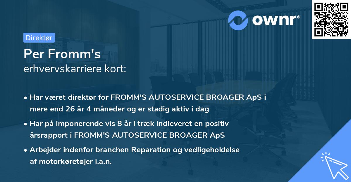 Per Fromm's erhvervskarriere kort