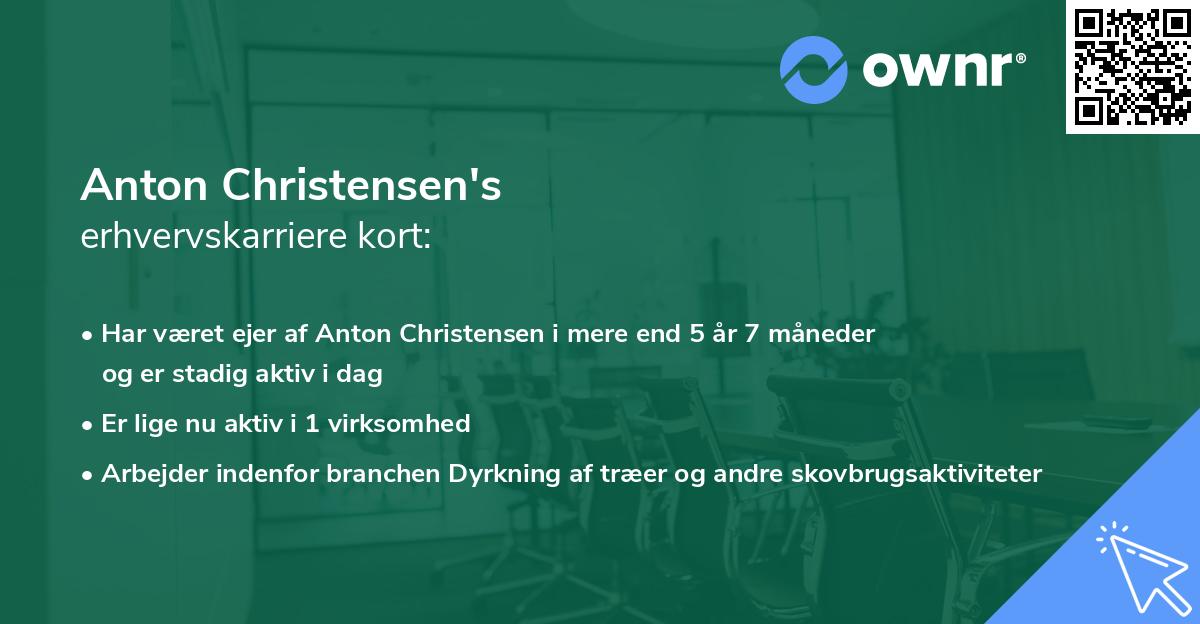 Anton Christensen's erhvervskarriere kort