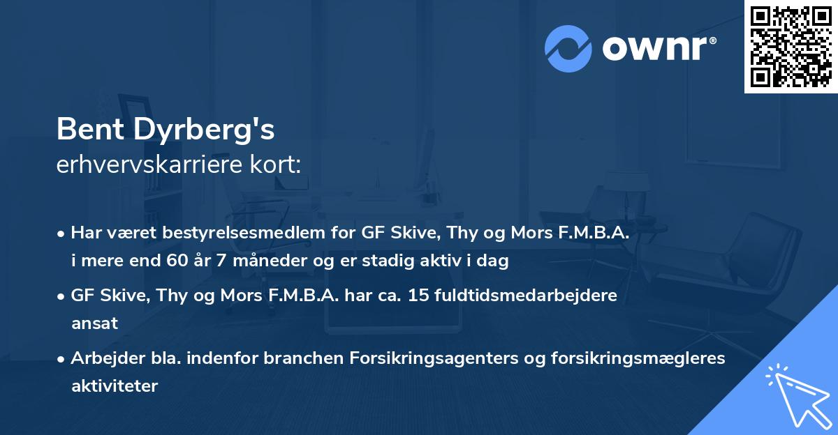 Bent Dyrberg's erhvervskarriere kort