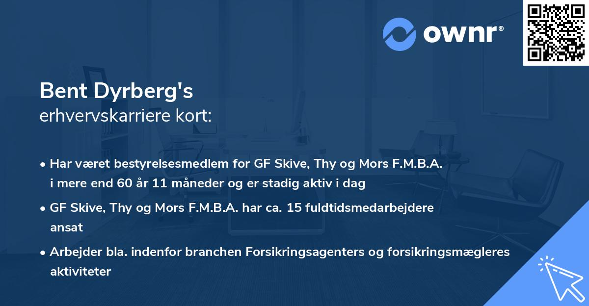 Bent Dyrberg's erhvervskarriere kort