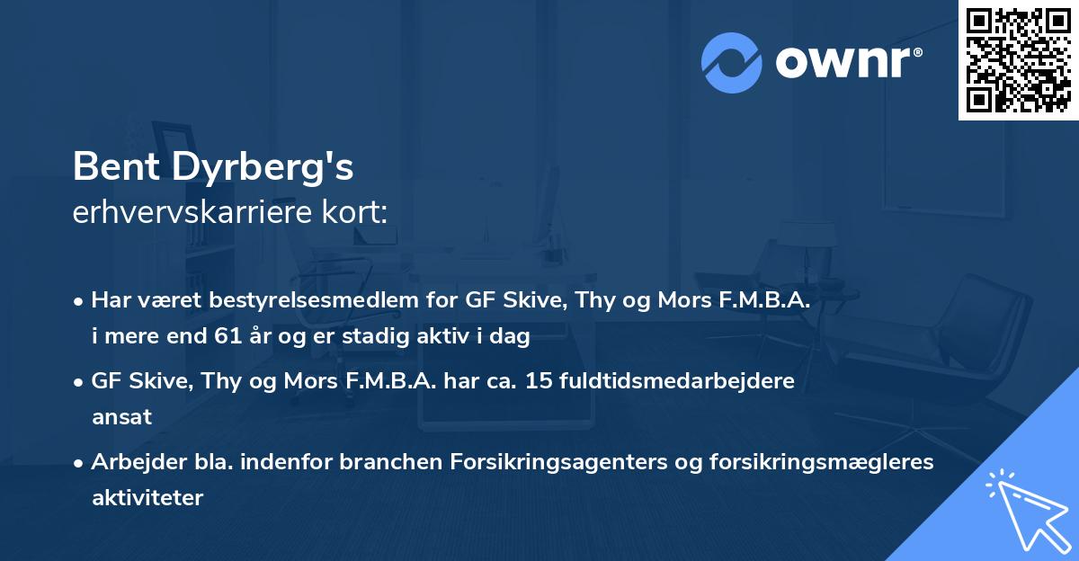 Bent Dyrberg's erhvervskarriere kort
