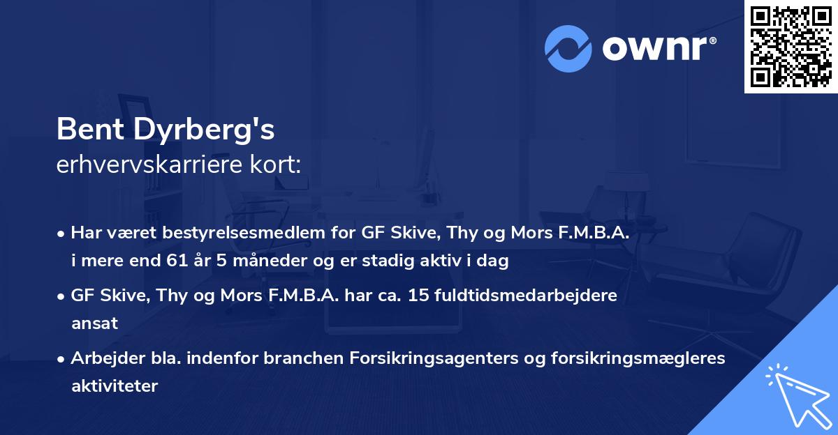Bent Dyrberg's erhvervskarriere kort