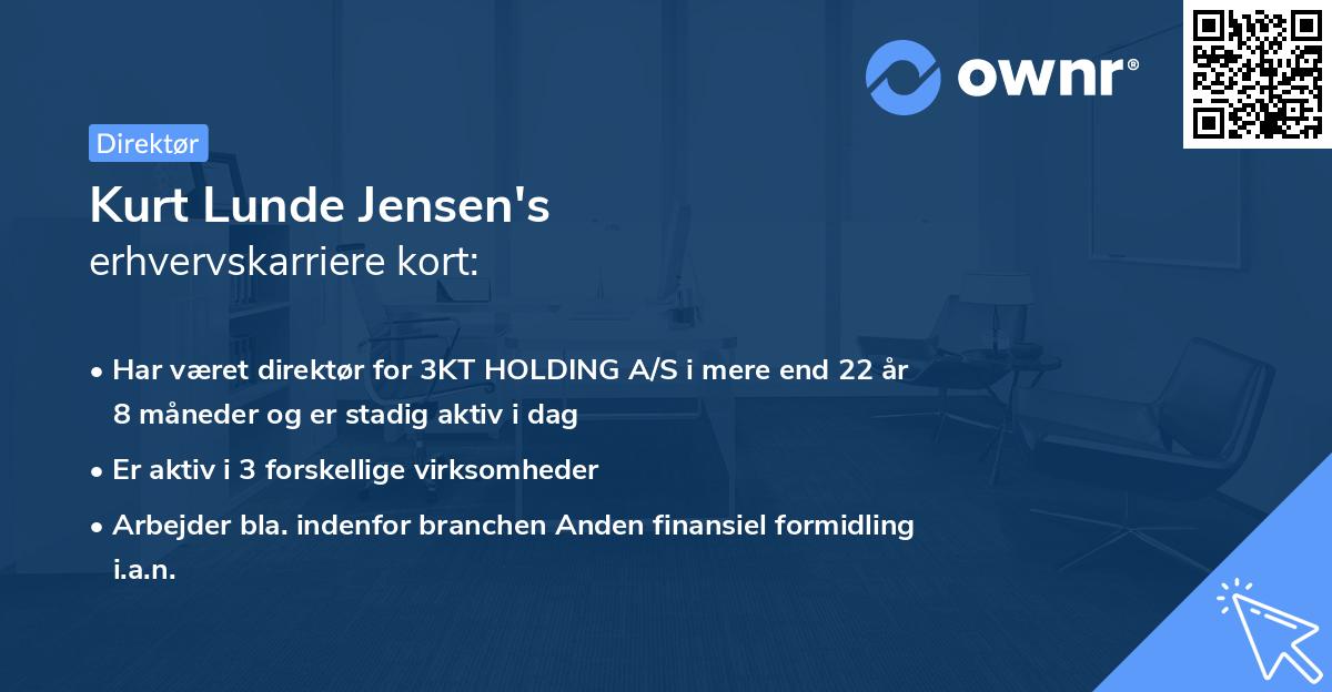 Kurt Lunde Jensen's erhvervskarriere kort