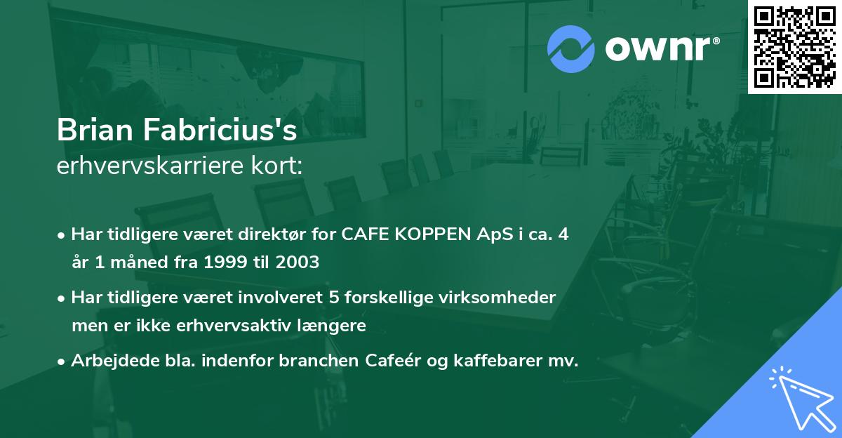 Brian Fabricius's erhvervskarriere kort
