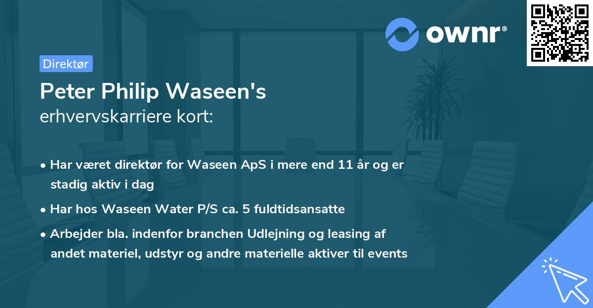 Peter Philip Waseen's erhvervskarriere kort