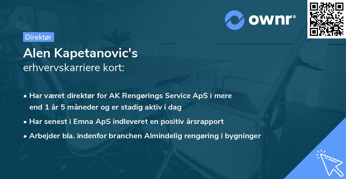 Alen Kapetanovic's erhvervskarriere kort
