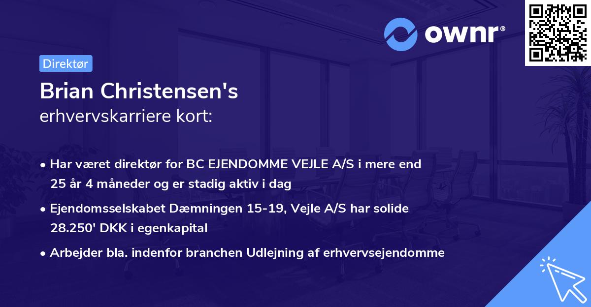 Brian Christensen's erhvervskarriere kort