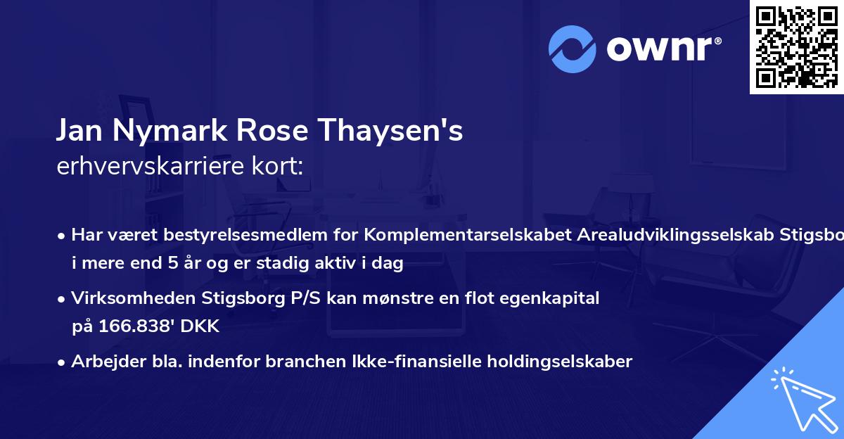 Jan Nymark Rose Thaysen's erhvervskarriere kort
