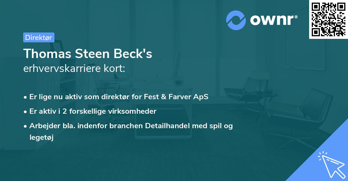 Thomas Steen Beck's erhvervskarriere kort