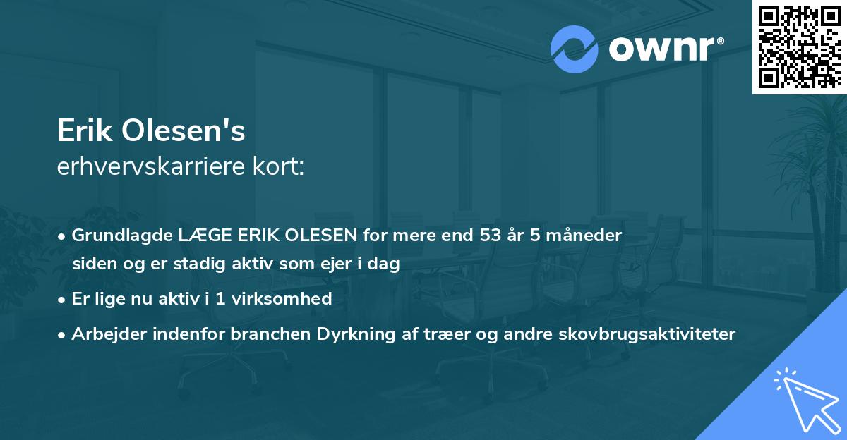 Erik Olesen's erhvervskarriere kort