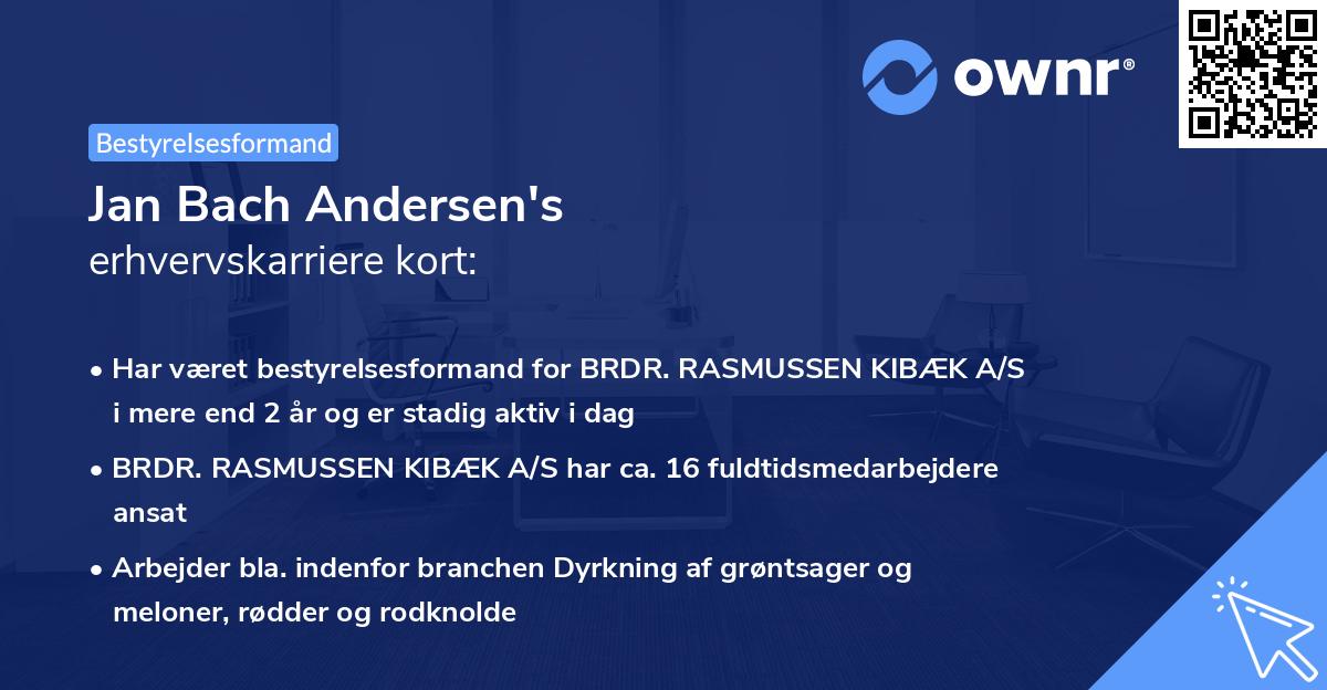 Jan Bach Andersen's erhvervskarriere kort