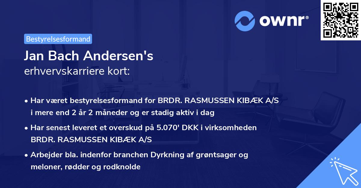 Jan Bach Andersen's erhvervskarriere kort