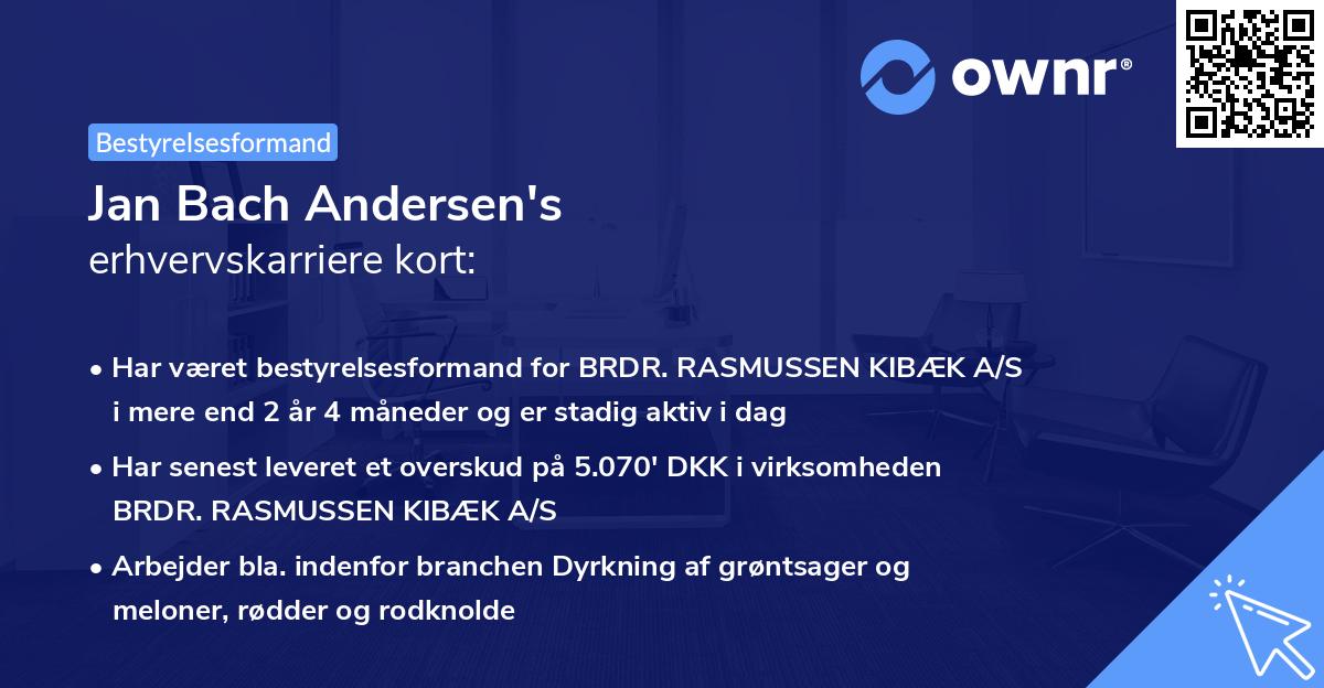 Jan Bach Andersen's erhvervskarriere kort