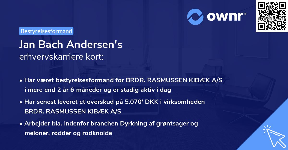 Jan Bach Andersen's erhvervskarriere kort