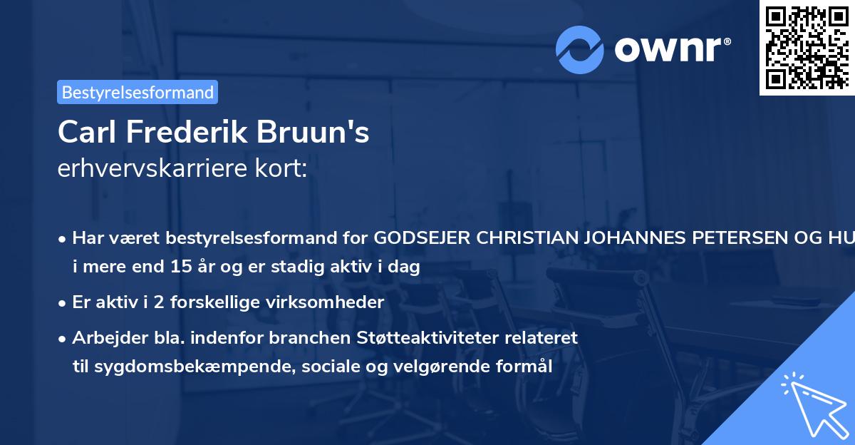 Carl Frederik Bruun's erhvervskarriere kort