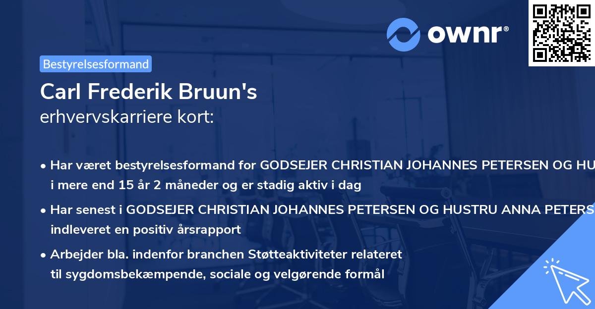 Carl Frederik Bruun's erhvervskarriere kort