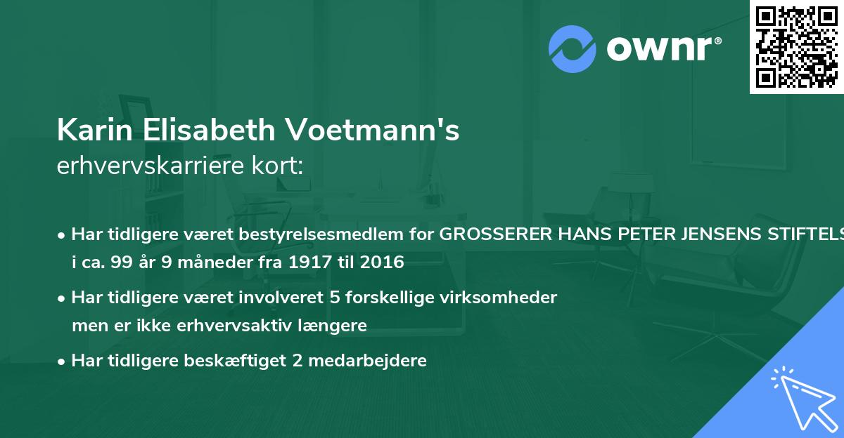Karin Elisabeth Voetmann's erhvervskarriere kort