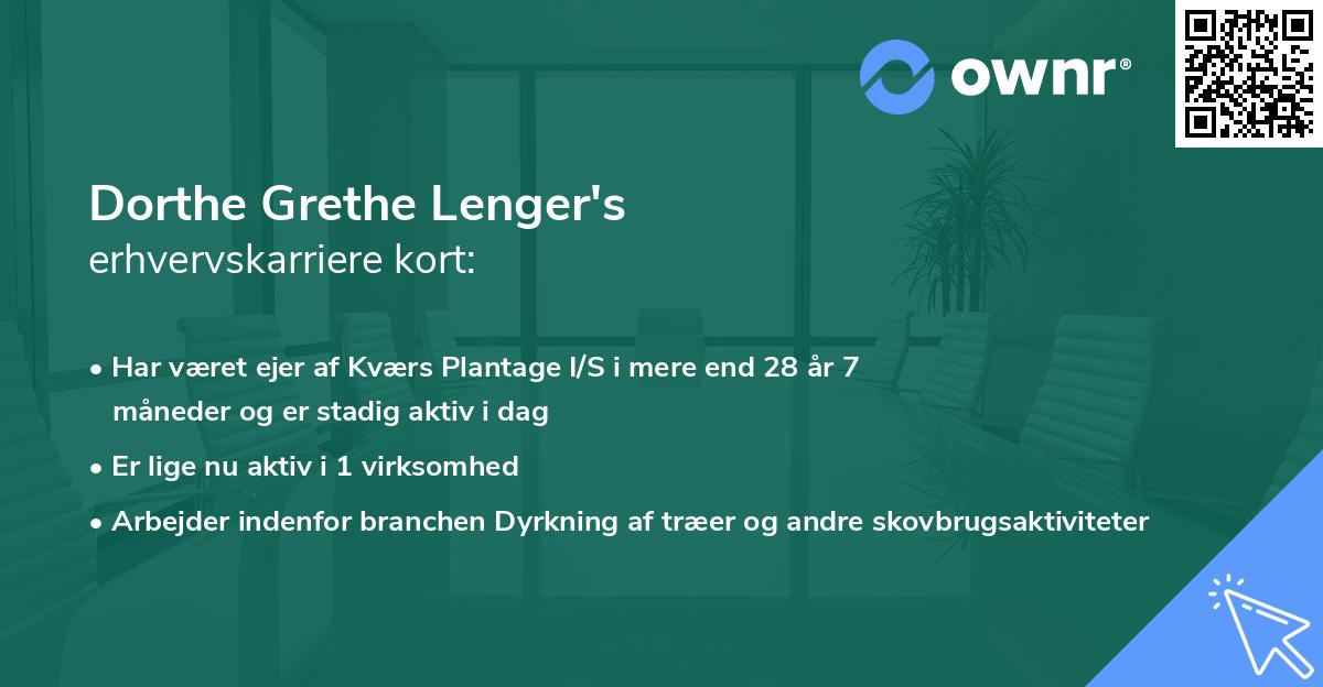 Dorthe Grethe Lenger's erhvervskarriere kort