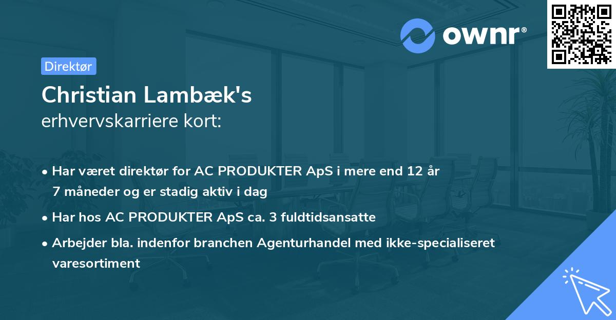 Christian Lambæk's erhvervskarriere kort
