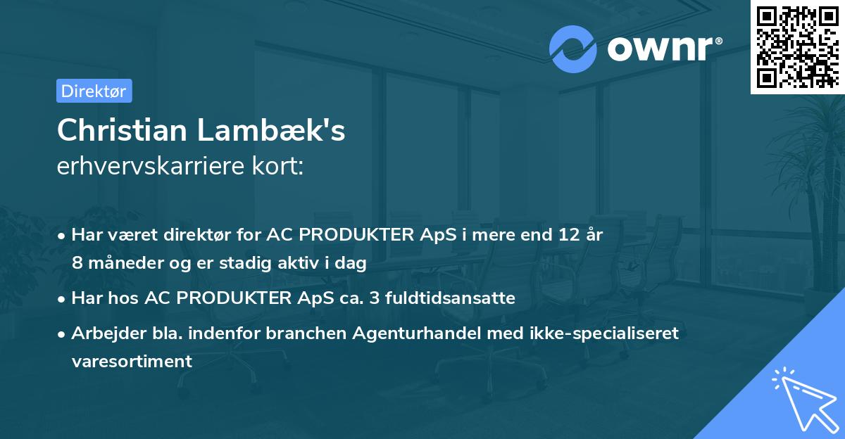 Christian Lambæk's erhvervskarriere kort