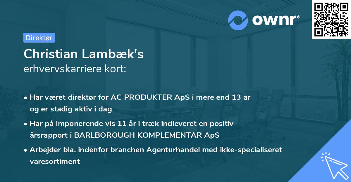 Christian Lambæk's erhvervskarriere kort