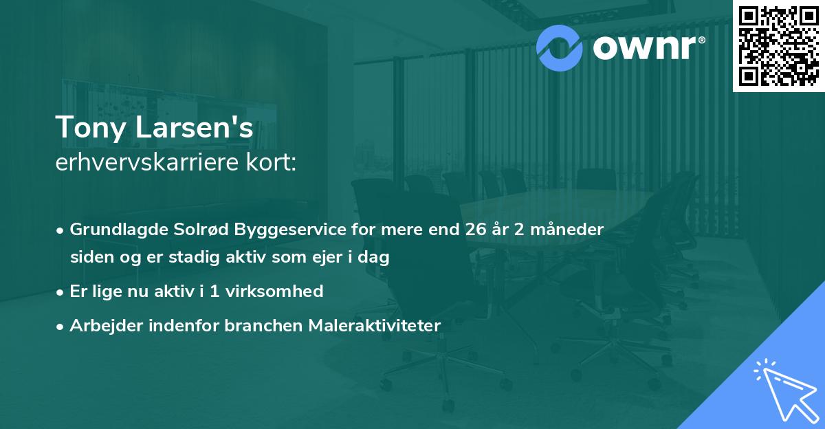 Tony Larsen's erhvervskarriere kort