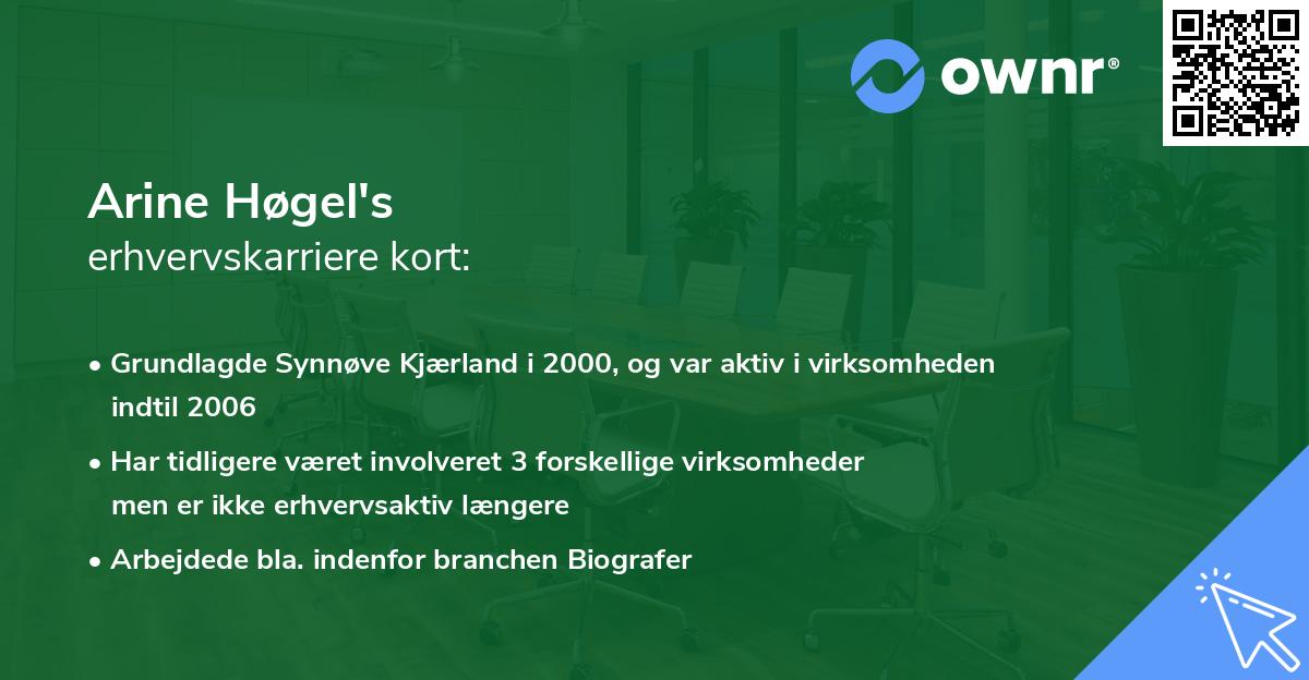 Arine Høgel's erhvervskarriere kort