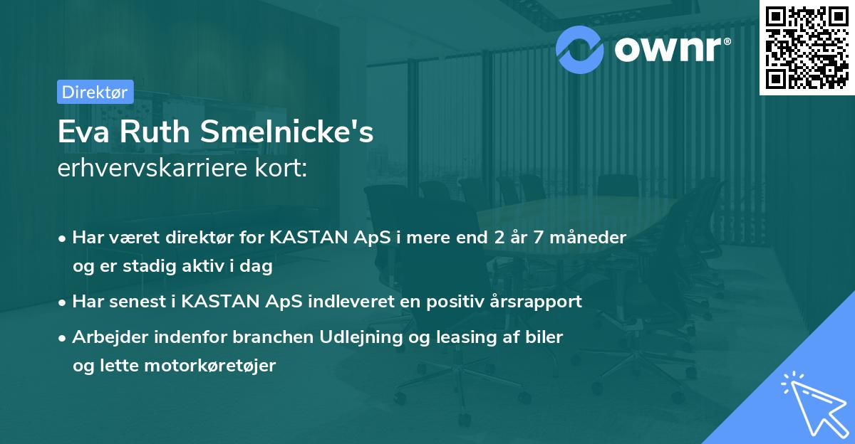 Eva Ruth Smelnicke's erhvervskarriere kort