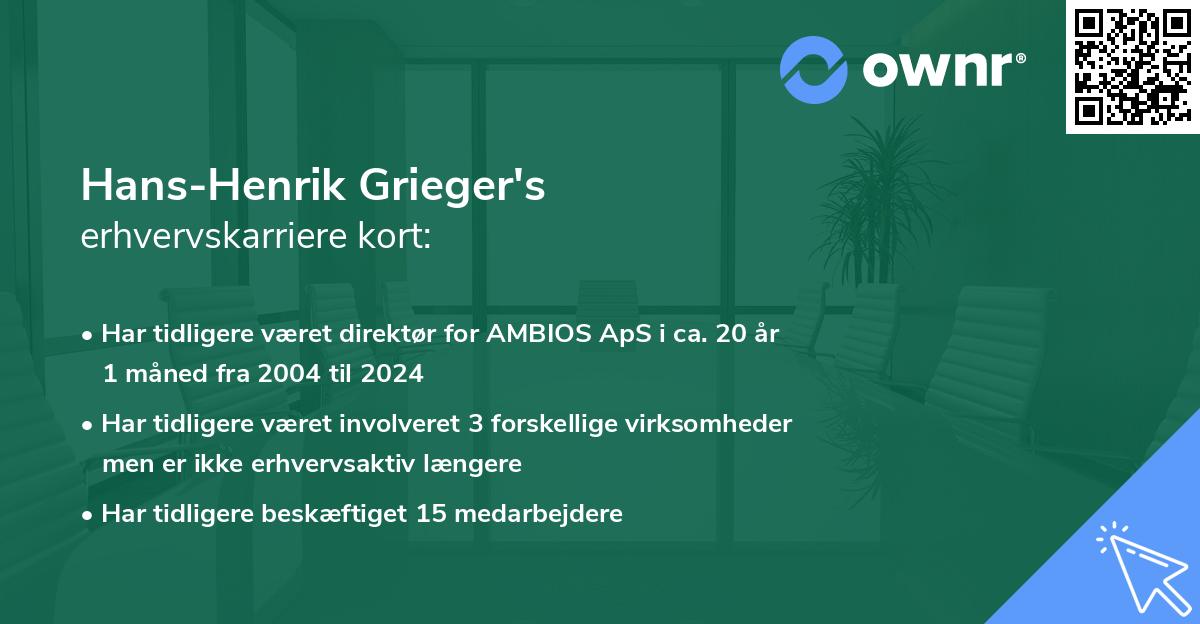 Hans-Henrik Grieger's erhvervskarriere kort