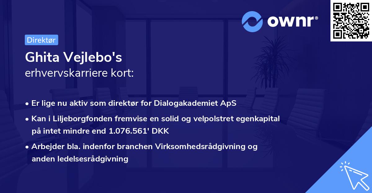 Ghita Vejlebo's erhvervskarriere kort