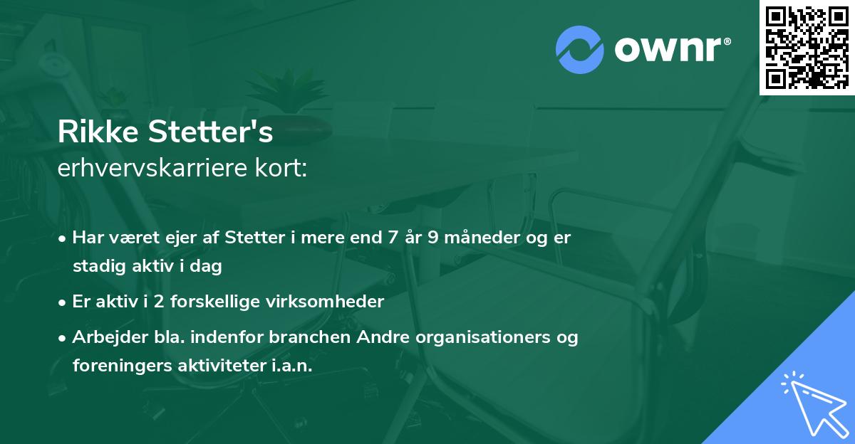 Rikke Stetter's erhvervskarriere kort