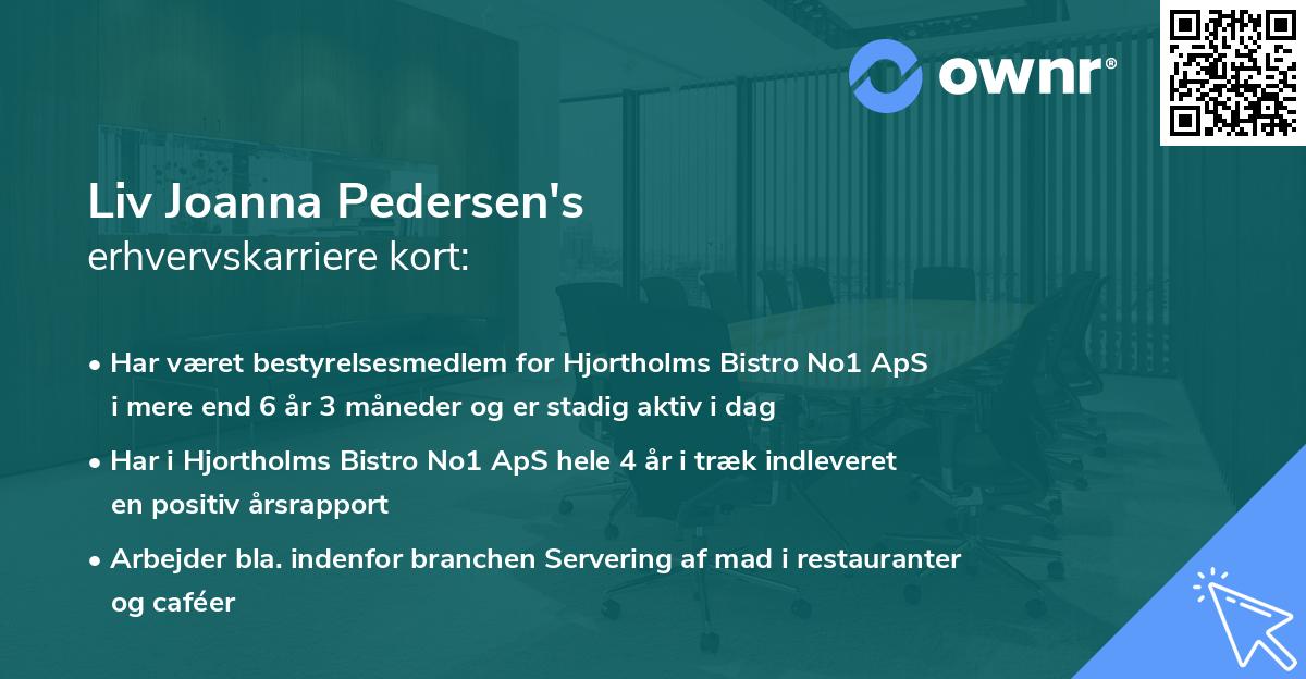 Liv Joanna Pedersen's erhvervskarriere kort
