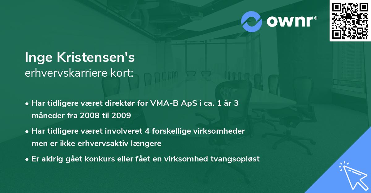 Inge Kristensen's erhvervskarriere kort