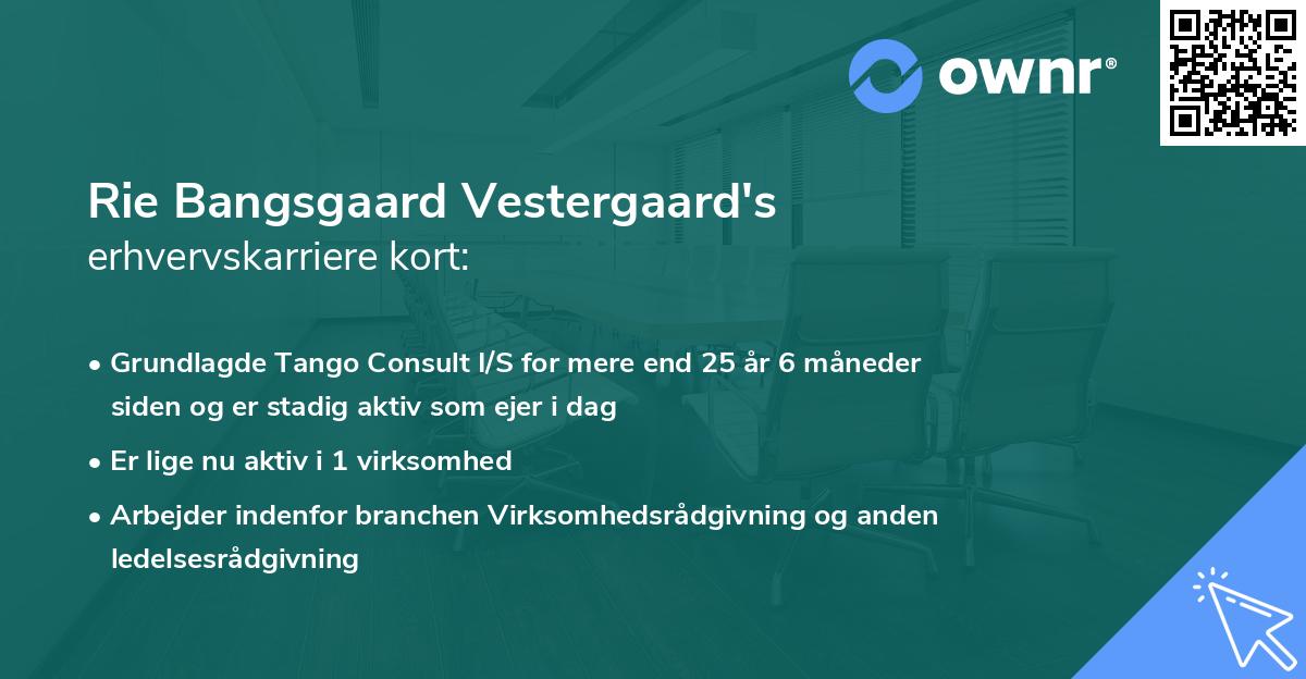 Rie Bangsgaard Vestergaard's erhvervskarriere kort