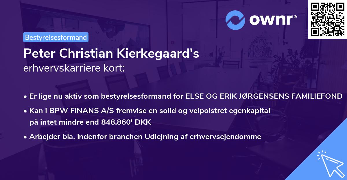 Peter Christian Kierkegaard's erhvervskarriere kort