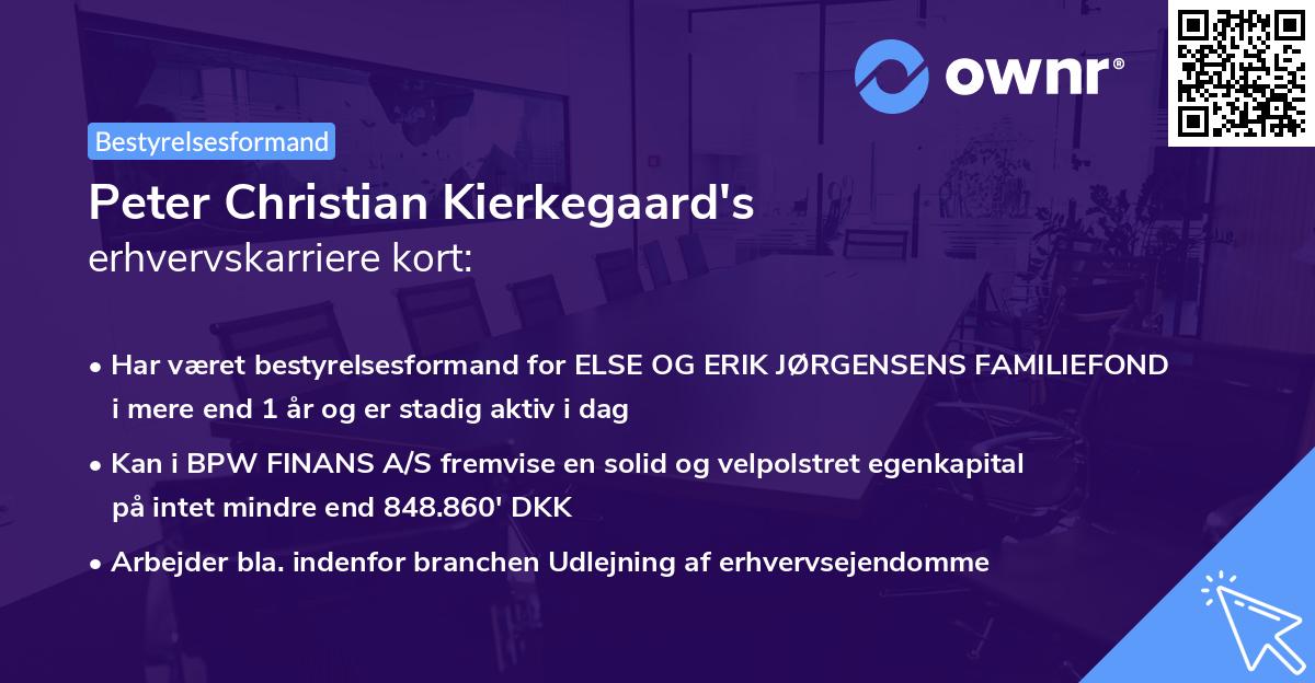 Peter Christian Kierkegaard's erhvervskarriere kort
