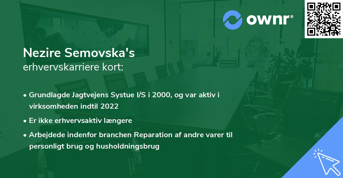 Nezire Semovska's erhvervskarriere kort