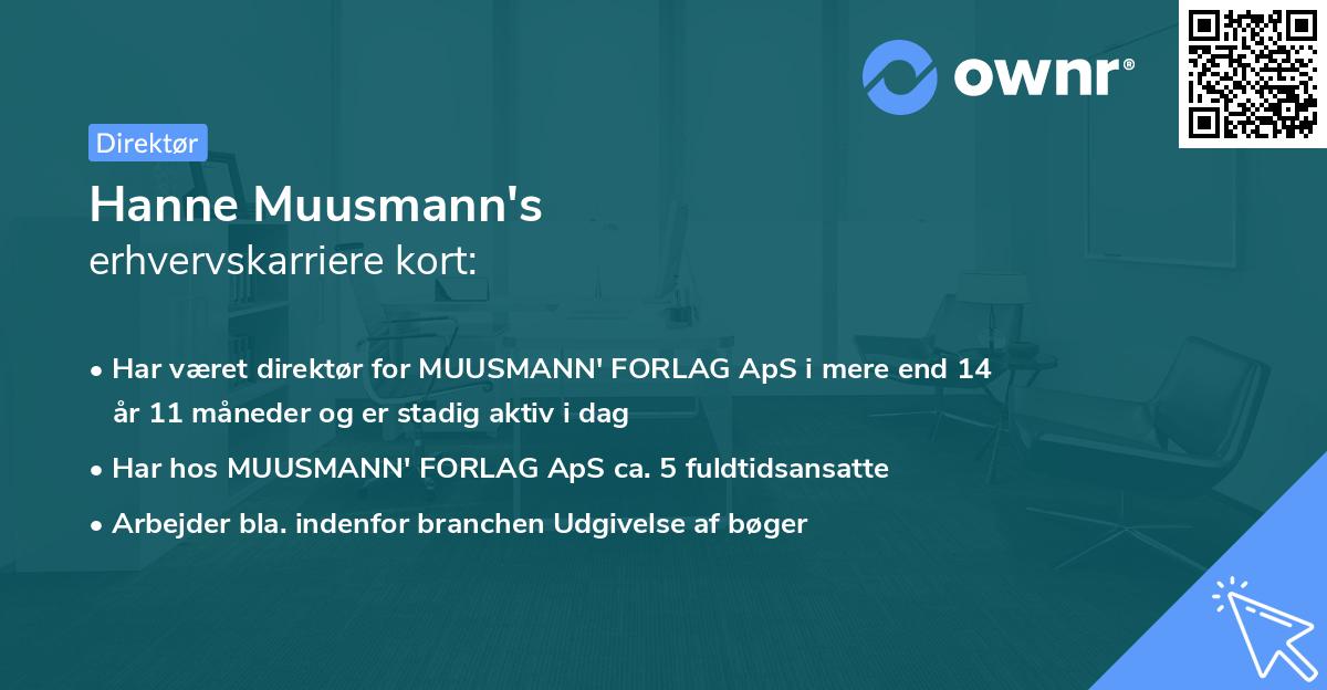 Hanne Muusmann's erhvervskarriere kort
