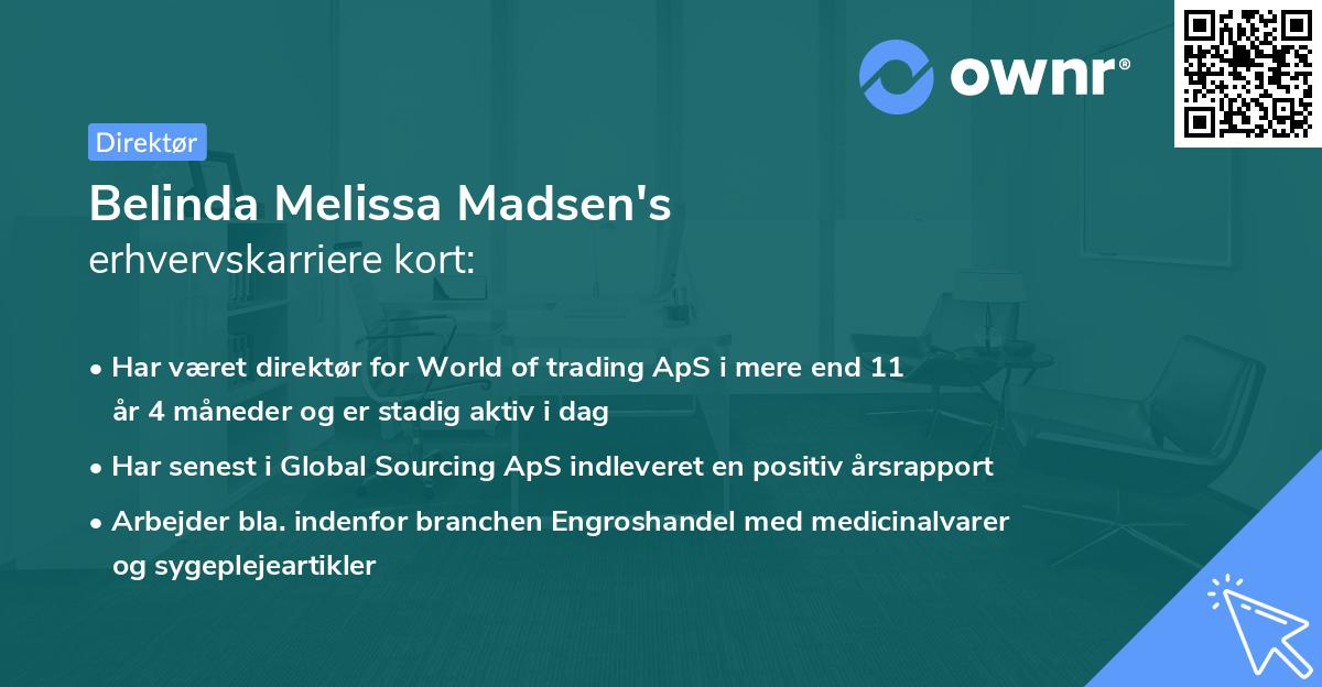 Belinda Melissa Madsen's erhvervskarriere kort