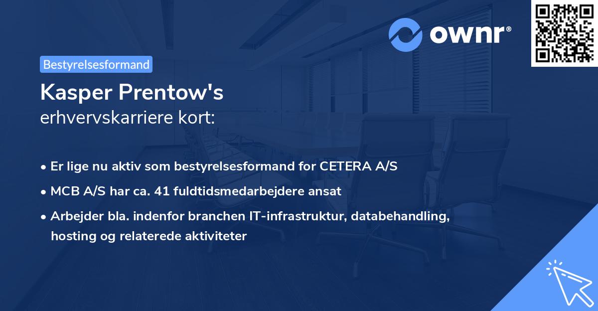 Kasper Prentow's erhvervskarriere kort