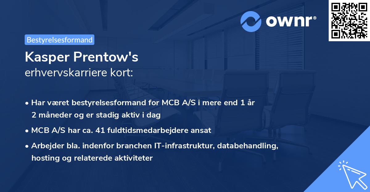 Kasper Prentow's erhvervskarriere kort
